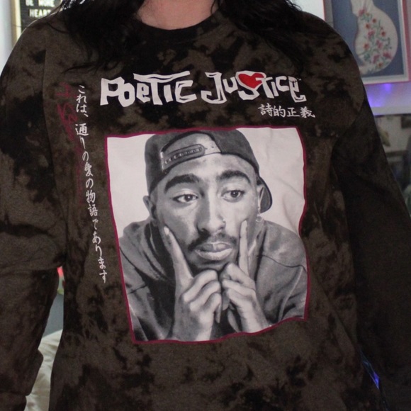 Upcycled bleached t-shirt - Tupac - Poetic Justice - Picture 4 of 6